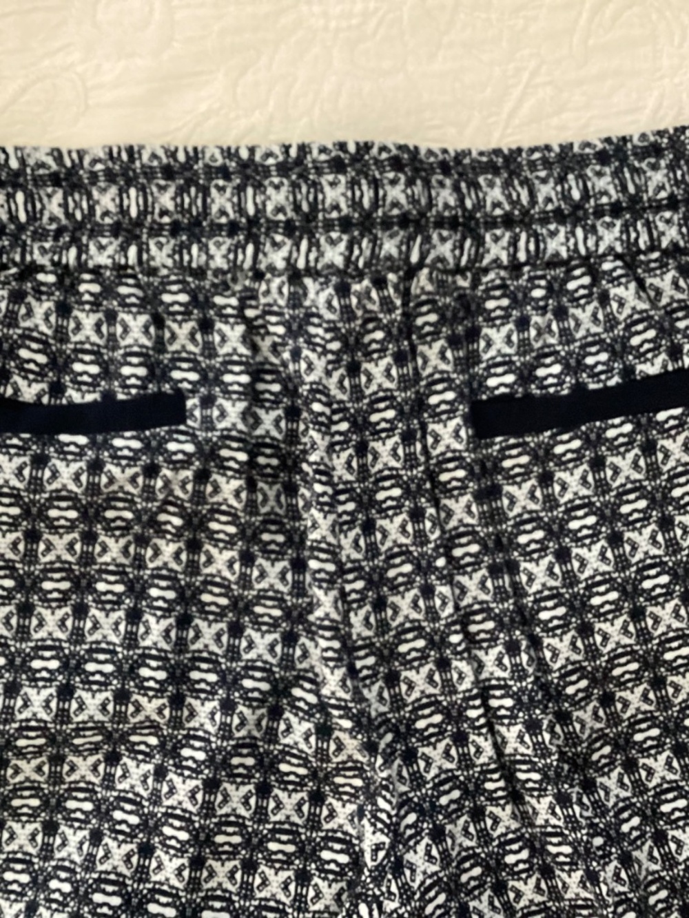 POROPHROSE NAVY BLUE WHITE LOUNGING PANTS WITH DRAWSTRING SIZE S/M - Picture 4 of 10